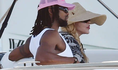 *PREMIUM-EXCLUSIVE* *MUST CALL FOR PRICING BEFORE USAGE*  The 'Queen of Pop' Madonna and boyfriend Akeem Morris en route to the airport as they leave from Dolce and Gabbana's villa during  their European Italian holiday in Portofino.