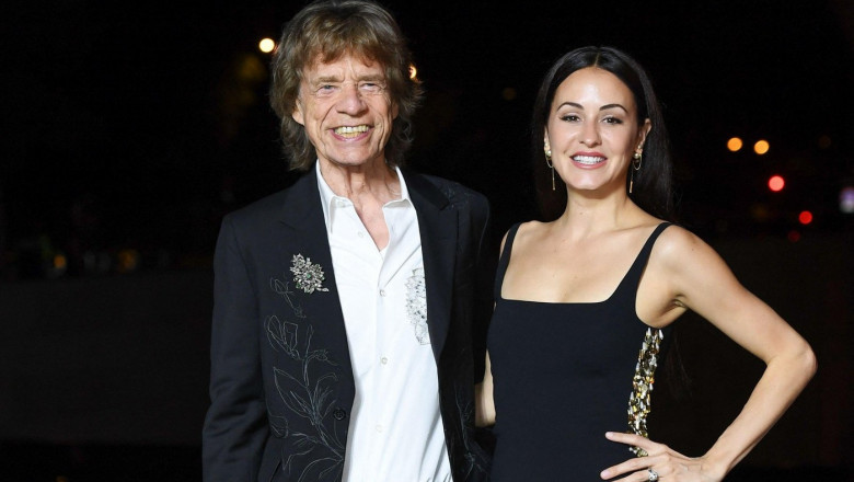 Paris, France. 25th July, 2024. Mick Jagger and Melanie Hamrick attending The Prelude to The Paris Games 2024 at the Vuitton Foundation in Paris, France on July 25, 2024. Photo by Aurore Marechal/ABACAPRESS.COM Credit: Abaca Press/Alamy Live News