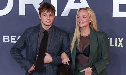 Beau Lee Jones and Emma Bunton attend the world premiere of 