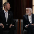 Dick van Dyke (Mary Poppins) et le chanteur de Coldplay, Chris Martin sur le plateau de l'émission "Jimmy Kimmel Live!" à Los Angeles