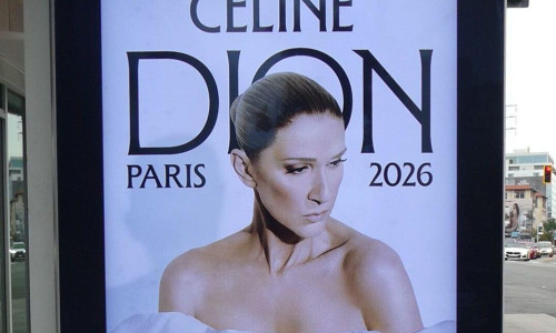 Los Angeles, California, USA 31st March 2026 Celine Dion Paris 2026 La Defense Arena Concerts Bus Stop Billboard on Sunset Blvd on March 31, 2026 in Los Angeles, California, USA. Photo by Barry King/Alamy Stock Photo