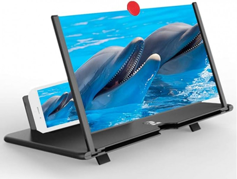 Lupa pentru ecranul telefonului, afisaj pe ecran cu delfini in mare
