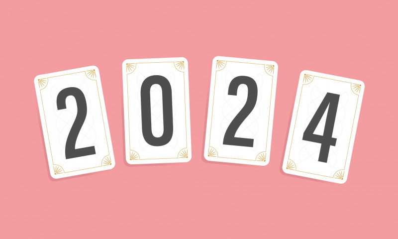 2024 on card forecasting for new year predictions and fortune telling concept
