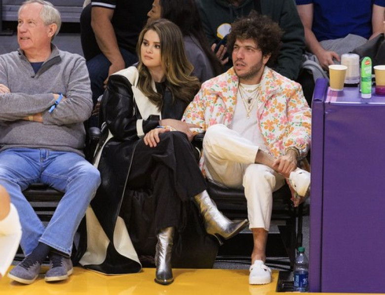 Selena Gomez and Benny Blanco at Lakers vs Heat game