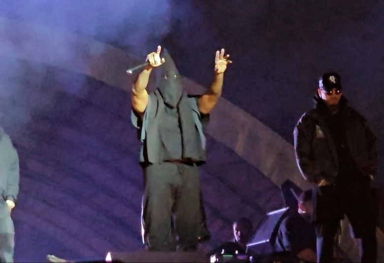 Kanye West Wears a Black KKK Style Hood During Live Performance in Miami