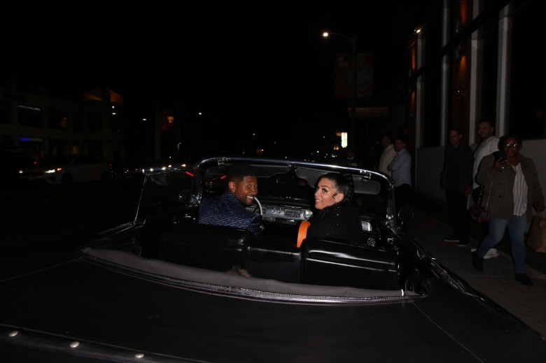 *EXCLUSIVE* Usher and his pregnant girlfriend Jennifer Goicoechea grab dinner at Nobu after hosting the iHeartRadio Music Awards