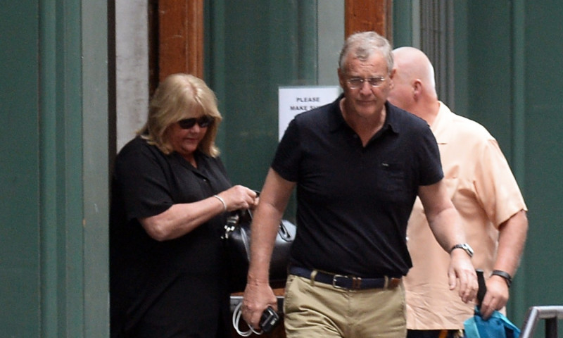 Taylor Swift parents Andrea Swift, scott Swift are seen leaving siwft apartment in the Tribeca section of new york city today