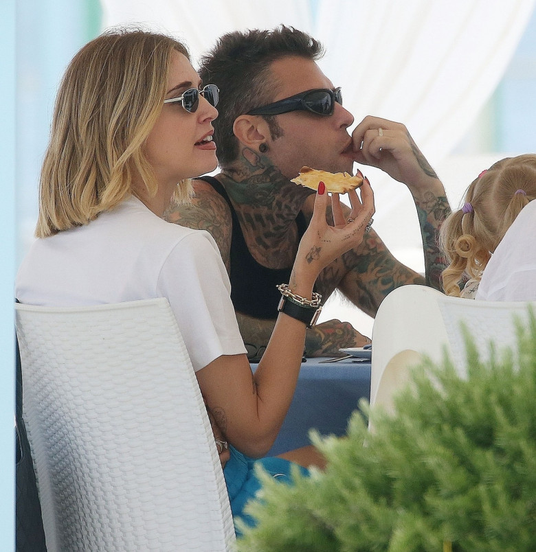 *EXCLUSIVE* Italian blogger and model Chiara Ferragni pictured relaxing with her partner Fedez and their children Leone and Vittoria in Forte dei Marmi, Italy.