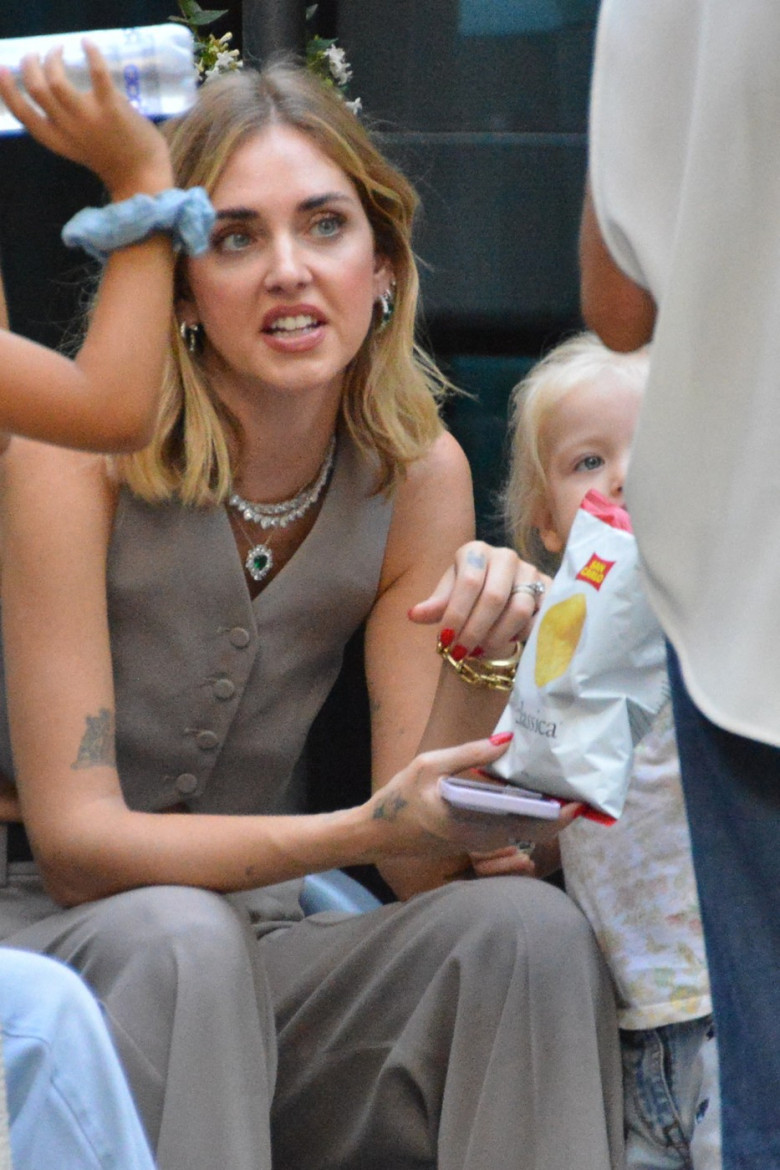 EXCLUSIVE: After the hard and sad days following husband Fedez' hospitalization and surgery, Chiara Ferragni look happy again as she send quality time at park with kids Leon and Victoria and parents in law