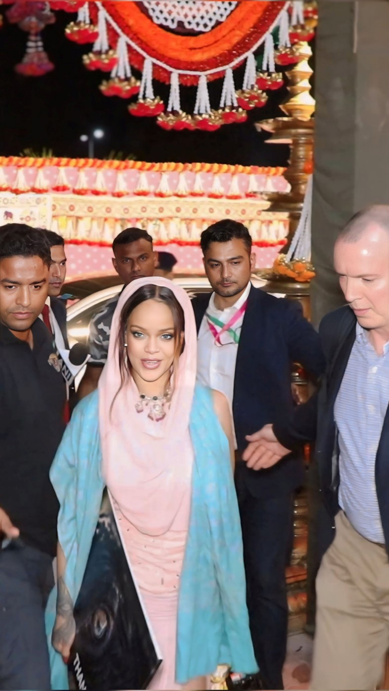 Rihanna has been spotted departing for the airport after performing at star-studded pre-wedding festivities in India