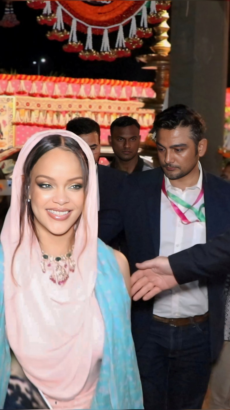 Rihanna has been spotted departing for the airport after performing at star-studded pre-wedding festivities in India