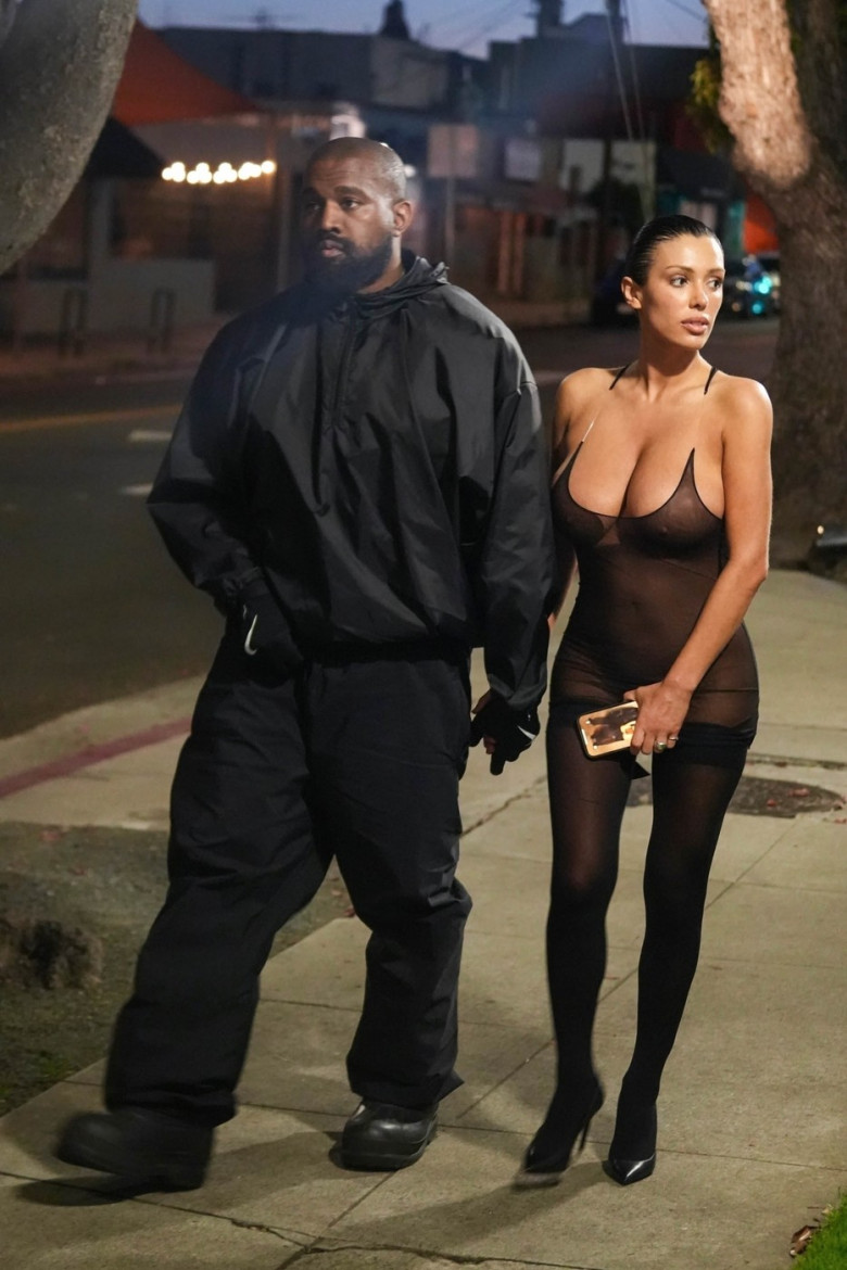 *PREMIUM-EXCLUSIVE* Kanye West's wife Bianca Censori turns heads in fully sheer outfit during a night out to Saffy's in LA!