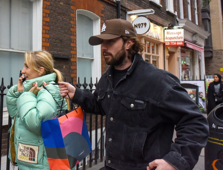 *EXCLUSIVE* Kick arse actor Aaron Taylor-Johnson and his wife Sam Taylor-Johnson pictured enjoying some shopping in Soho, London.