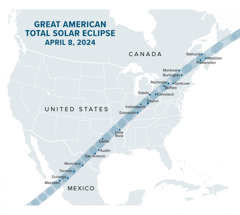 Great American Total Solar Eclipse, on April 8, 2024, political map