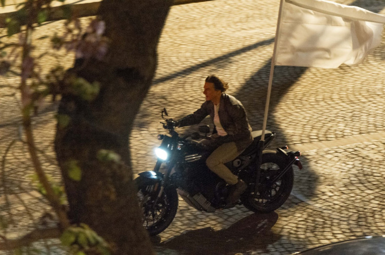 EXCLUSIVE: Tom Cruise Films More Action Scenes On A Motorbike In Paris For 'Mission Impossible 8' - 26 Apr 2024