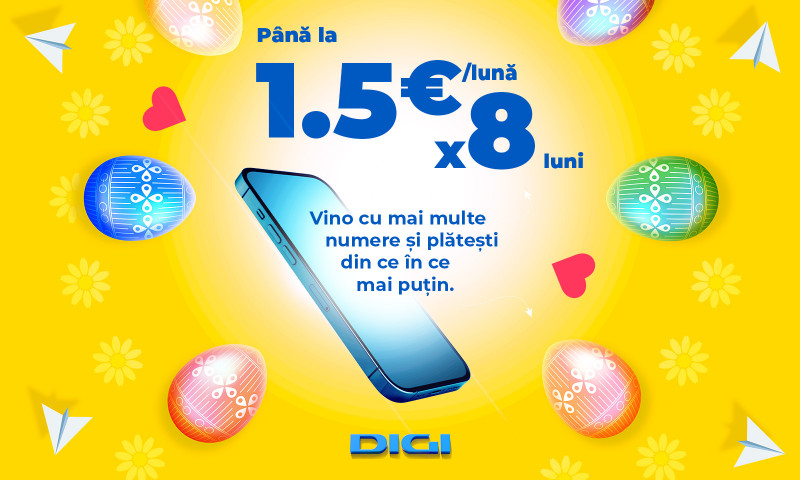 DIGI aduce motive de sărbătoare cu noua campanie de Paște:  50% discount la portarea în rețeaua mobilă