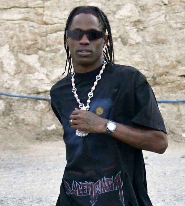 *EXCLUSIVE* WEB MUST CALL FOR PRICING  - The American rapper and record producer Travis Scott seemed to have had a minor accident while riding a scooter and racing with friends during a summer holiday in Mykonos