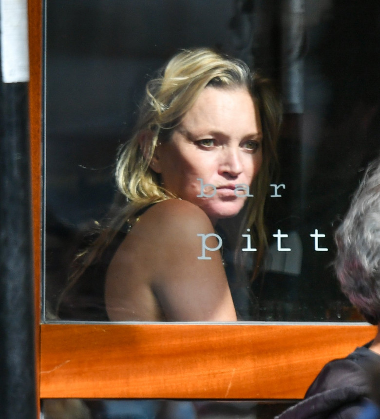 EXCLUSIVE: Kate Moss is Animated While Out to Eat With Friends in New York City