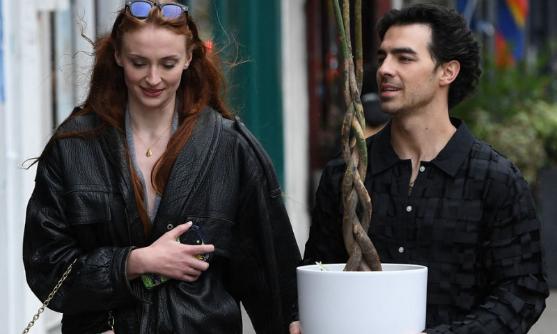 EXCLUSIVE: The Jonas Bothers, Joe, Nick &amp;amp; Kevin head to lunch at a Cafe in Holloway Road in North London to continue their promotional tour of London to promote their new music. Joined by Joes wife Sophie Turner as she arrived in a very revealing two piec