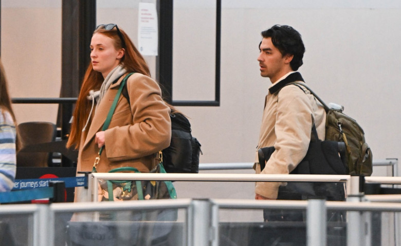 EXCLUSIVE: The Jonas Brothers and Sophie Turner are Spotted Catching a Flight at JFK Airport in New York City.