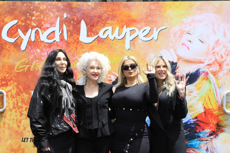 Ceremony honoring singer Cyndi Lauper with hand and foot prints