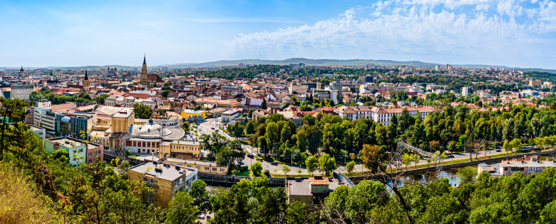 Cluj Napoca panorama cityscape in Transylvania, Romania