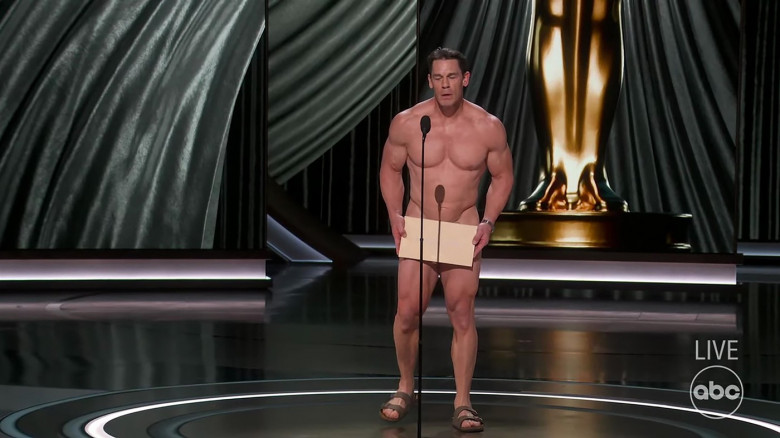 Wrestler/actor John Cena appears on stage naked at the Oscars