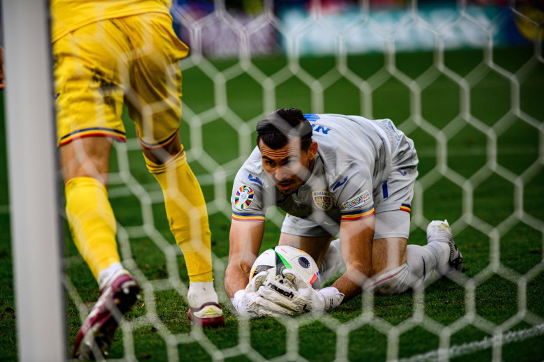 MUNICH, GERMANY - 2 JULY, 2024: Bogdan Racovitan, Florin Nita, The football match of EURO 2024 Romania vs. Netherlands a