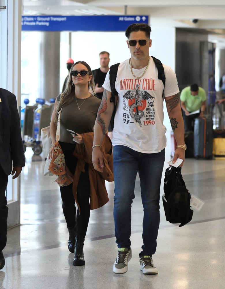 *EXCLUSIVE*  Joe Manganiello and Caitlin O'Connor are pictured at LAX Airport