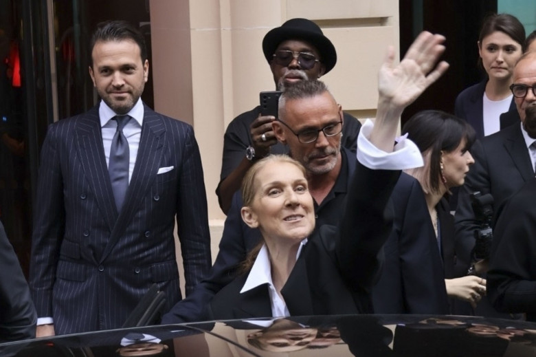 Celine Dion greets fans outside hotel before Olympic Games in Paris