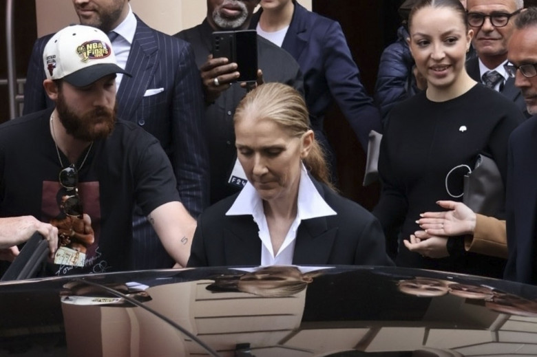 Celine Dion greets fans outside hotel before Olympic Games in Paris