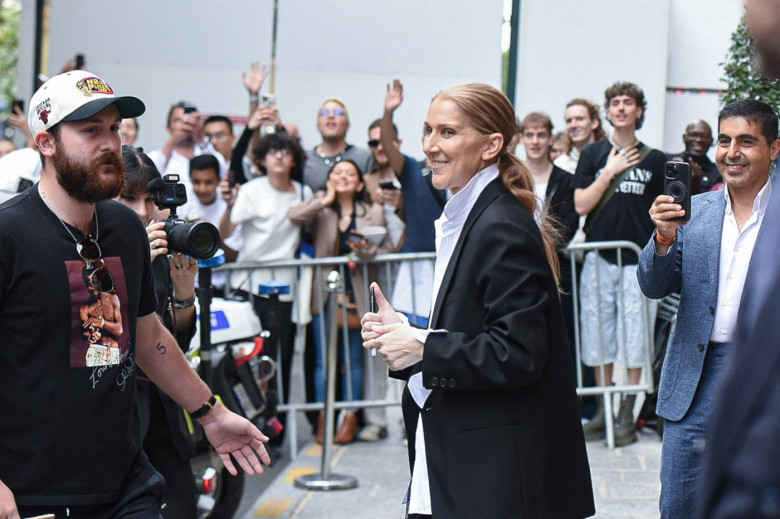 Celine Dion Meets Her Fans Outside Her Hotel In Paris