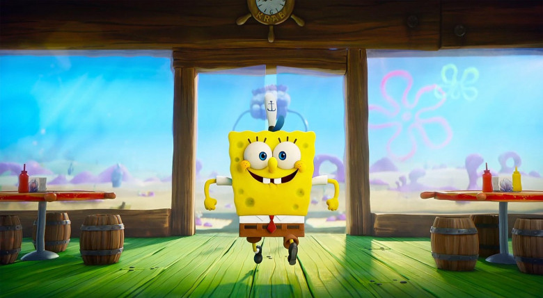 USA. A scene from ©Paramount Pictures film: The SpongeBob Movie: Sponge on the Run (2020). Plot: After SpongeBob's beloved pet snail Gary is snail-napped, he and Patrick embark on an epic adventure to The Lost City of Atlantic City to bring Gary home. R