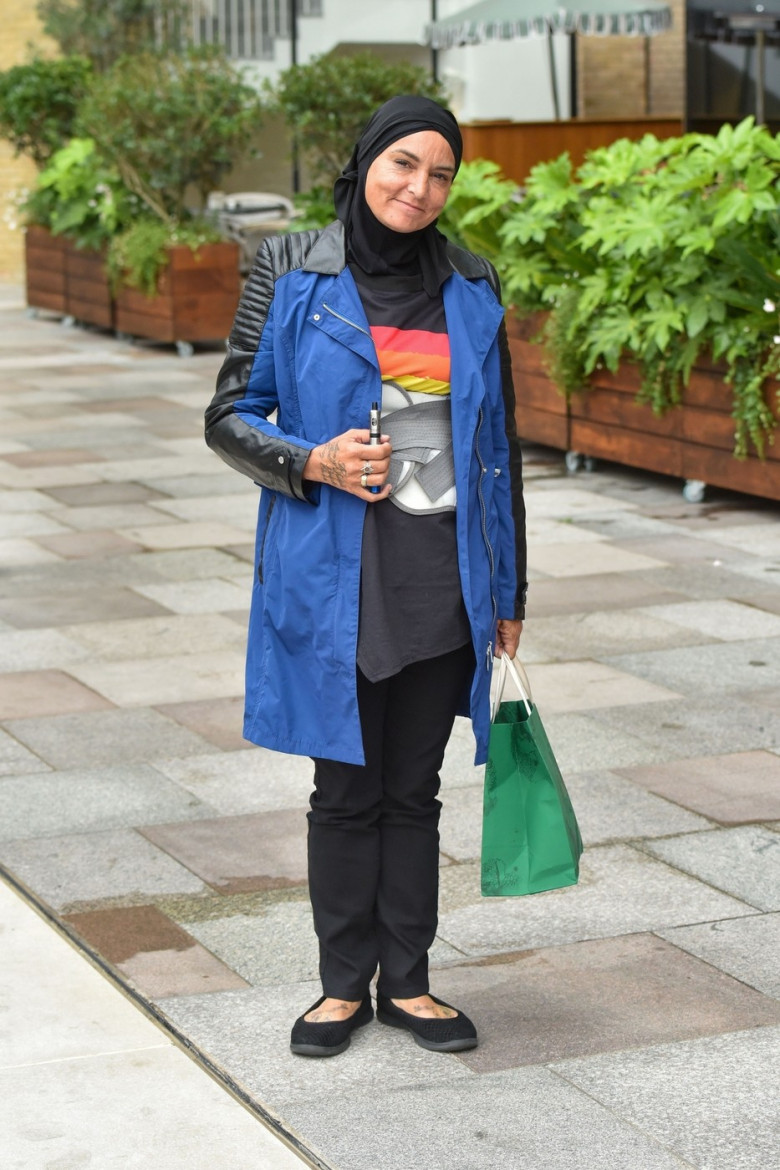 Irish singer-songwriter Sinead O'Connor seen after appearing on the Good Morning Britain show in London