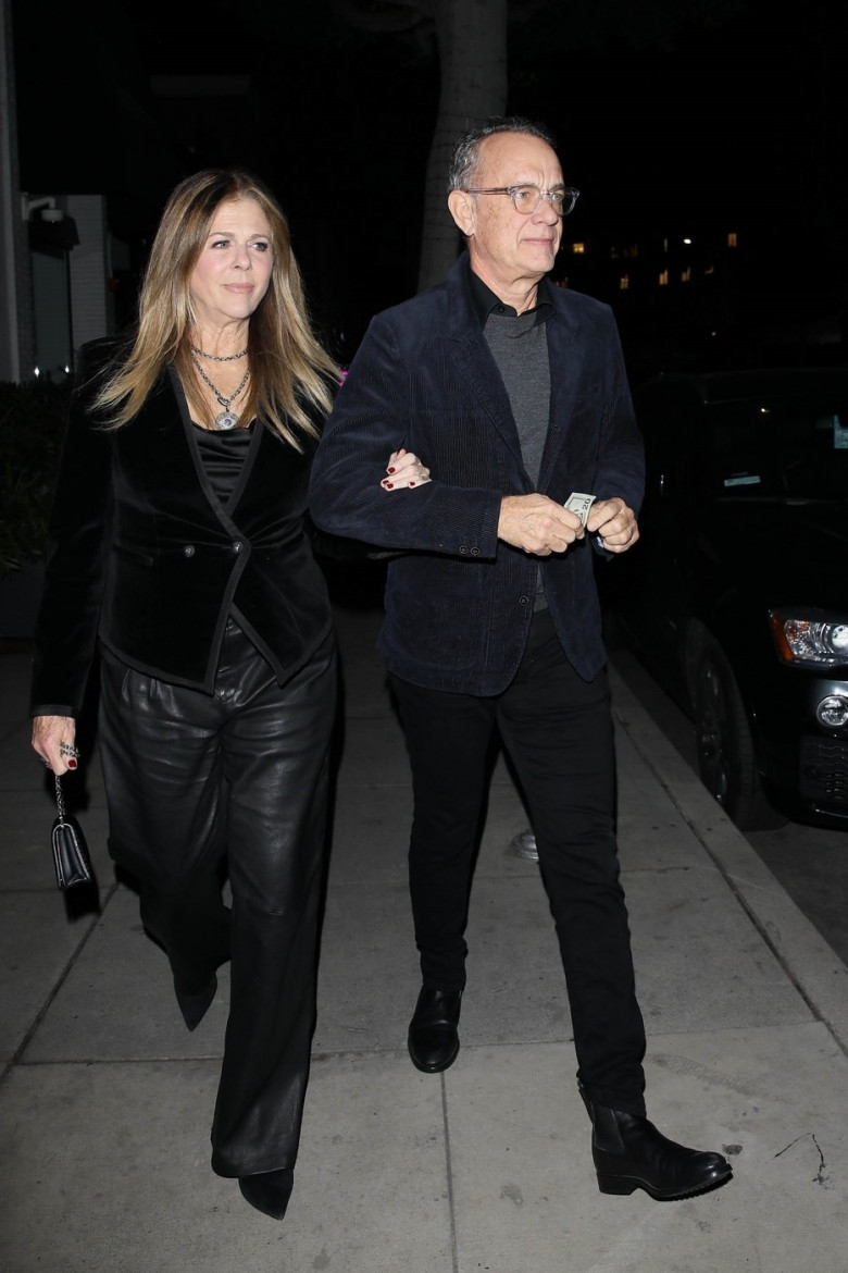 *EXCLUSIVE* Tom Hanks and Rita Wilson have dinner with friends at Mr Chow