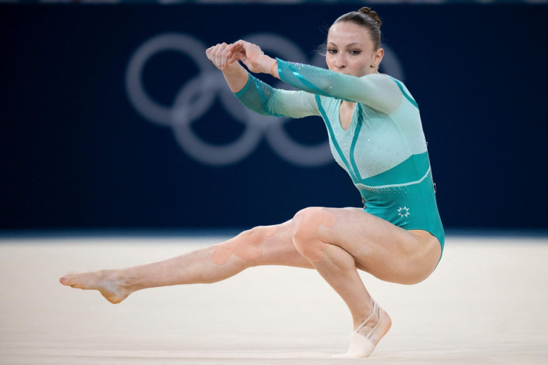 Paris, France. 05th Aug, 2024. Romania's Ana Barbosu competes in the artistic gymnastics women's floor exercise final during the Paris 2024 Olympic Games at the Bercy Arena in Paris, on August 5, 2024. Photo by Eliot Blondet/ABACAPRESS.COM Credit: Abaca P