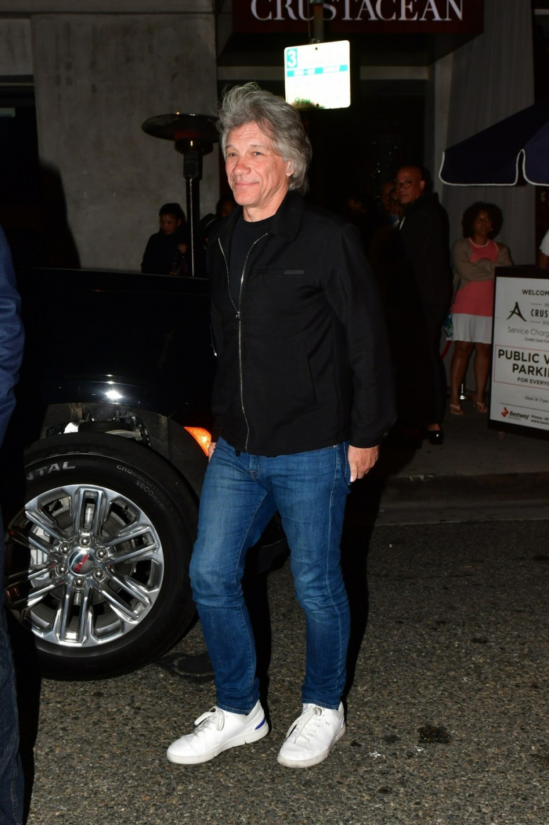 *EXCLUSIVE* Jon Bon Jovi Exits a Late Dinner at Crustacean with a Mystery Woman in Beverly Hills