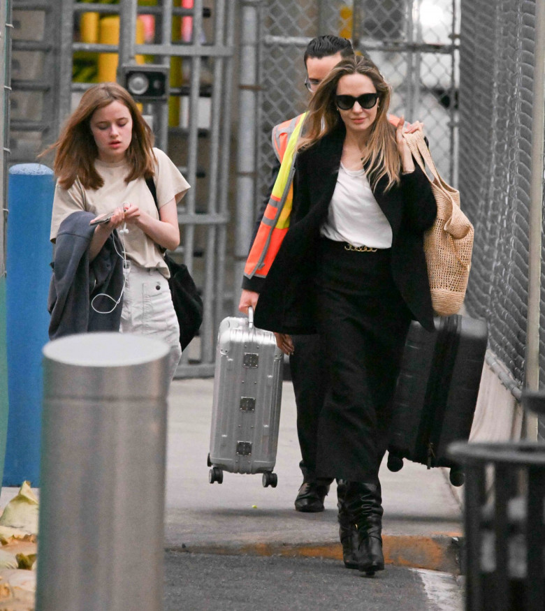 EXCLUSIVE: Angelina Jolie is Spotted Arriving at JFK Airport in New York City