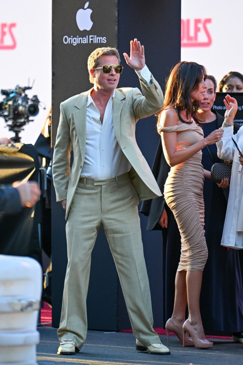 Brad Pitt and George Clooney Greet Fans at the "Wolfs" LA Premiere