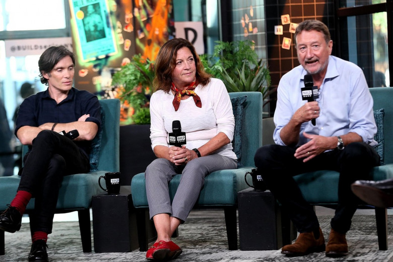 New York, USA. 2 October, 2019. Cillian Murphy, Caryn Mandabach, Steven Knight at the BUILD Speaker Series: Discussing the new film "Semper Fi" at BUILD Studio. Credit: Steve Mack/Alamy