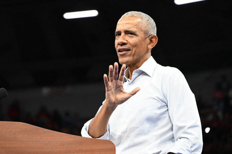 Former US President Barack Obama speaks in Wisconsin