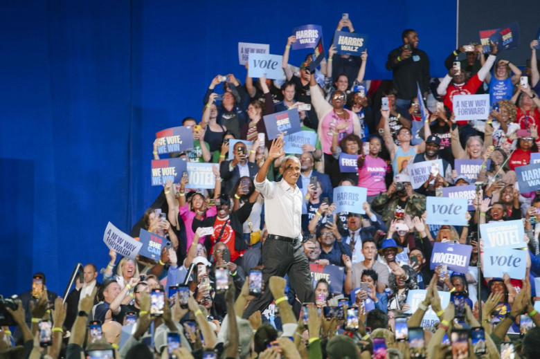 Former US President Barack Obama holds rally in Detroit for Kamala Harris's presidential campaign