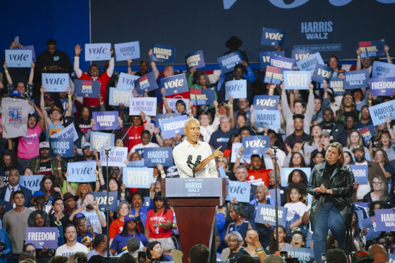 Former US President Barack Obama holds rally in Detroit for Kamala Harris's presidential campaign