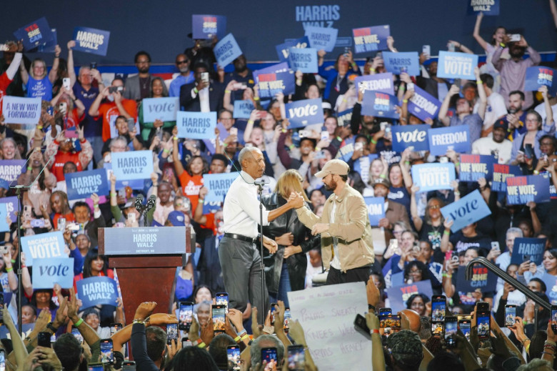 Former US President Barack Obama holds rally in Detroit for Kamala Harris's presidential campaign