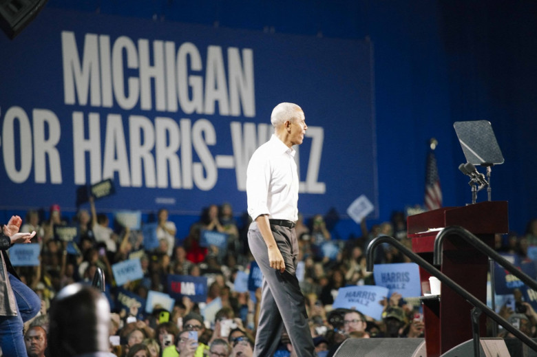 Former US President Barack Obama holds rally in Detroit for Kamala Harris's presidential campaign