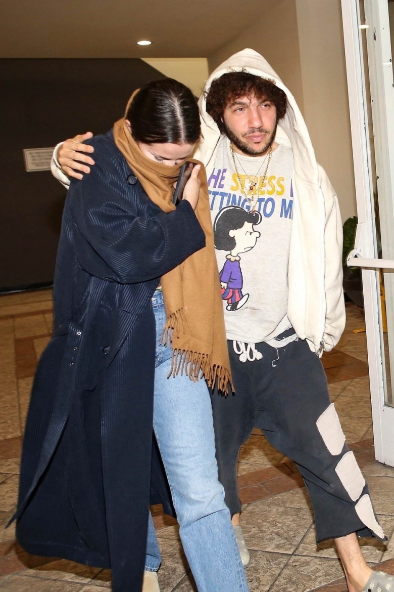 *EXCLUSIVE* A shy Selena Gomez exits Sushi Park after date night with Benny Blanco in WeHo