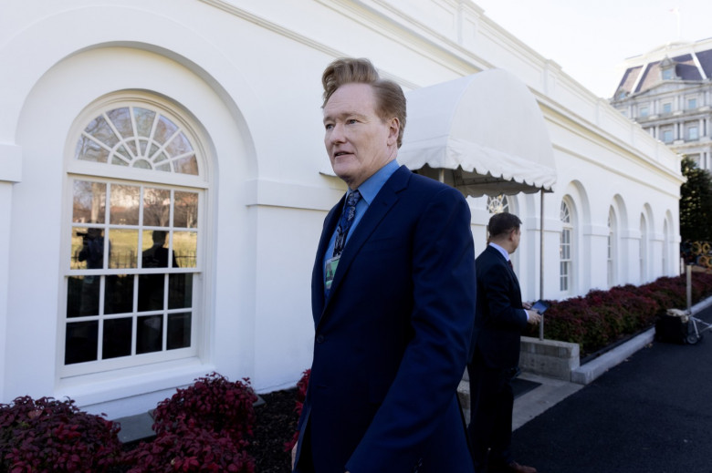 US comedian and television host Conan O'Brien visits the White House