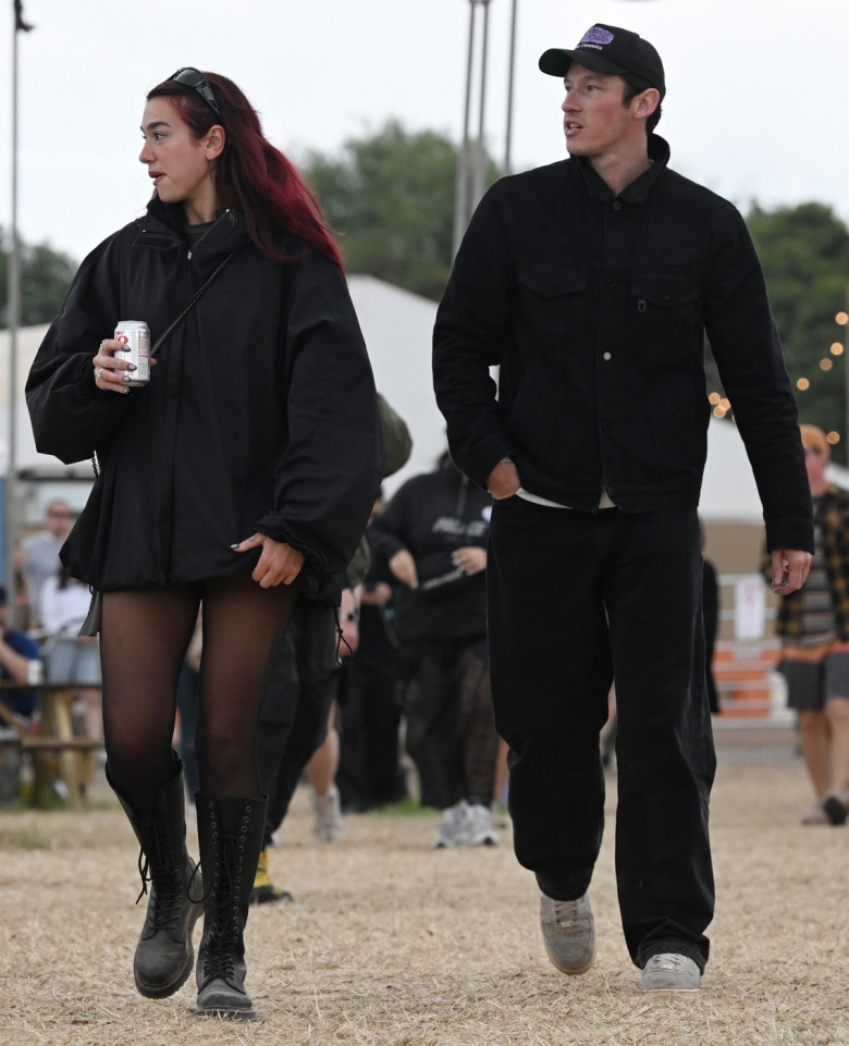 Dua Lipa And Boyfriend Callum Turner Seen At Glastonbury Music Festival