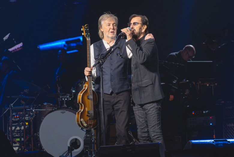 EXCLUSIVE: Sir Paul McCartney and Sir Ringo Starr reunite on stage as The Beatles legends perform together in London