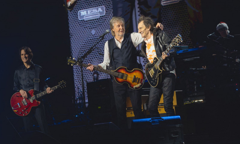 EXCLUSIVE: Sir Paul McCartney and Sir Ringo Starr reunite on stage as The Beatles legends perform together in London